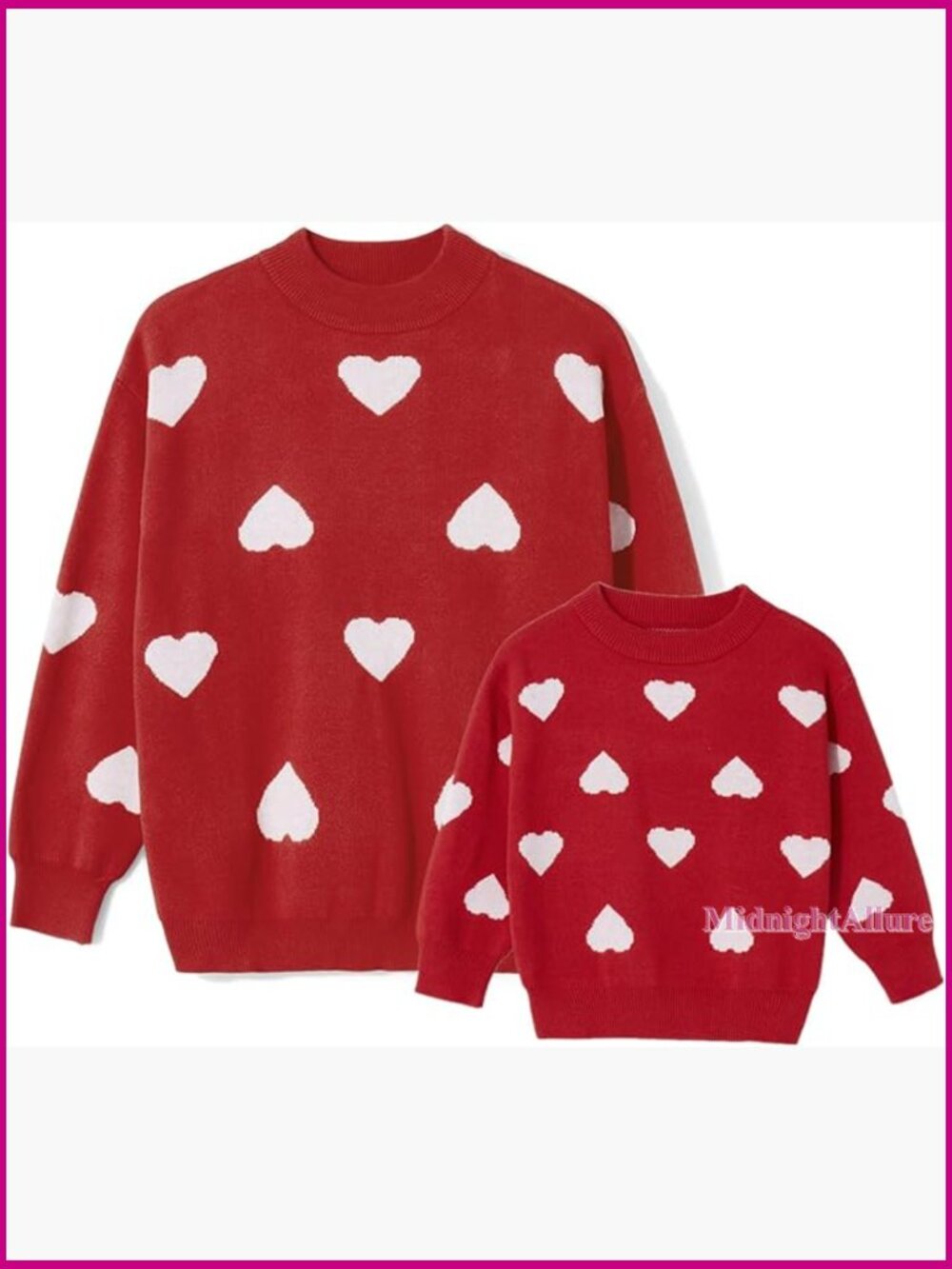 Mommy And Me Matching Sweaters Heart Graphic Long Sleeve Pullover Tops Family